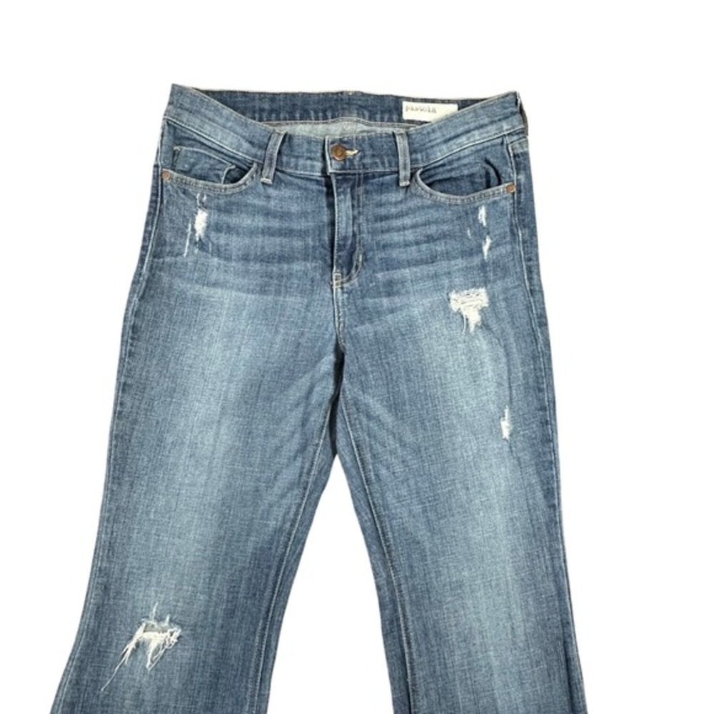 Pistola Size 30 Y2K Distressed Flare Jeans Medium Wash Frayed Hem Chewed Hem - Picture 2 of 9
